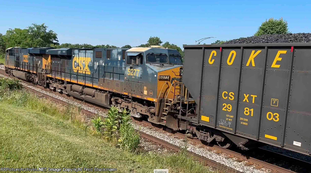 CSX 5277 has a bad sunburn.